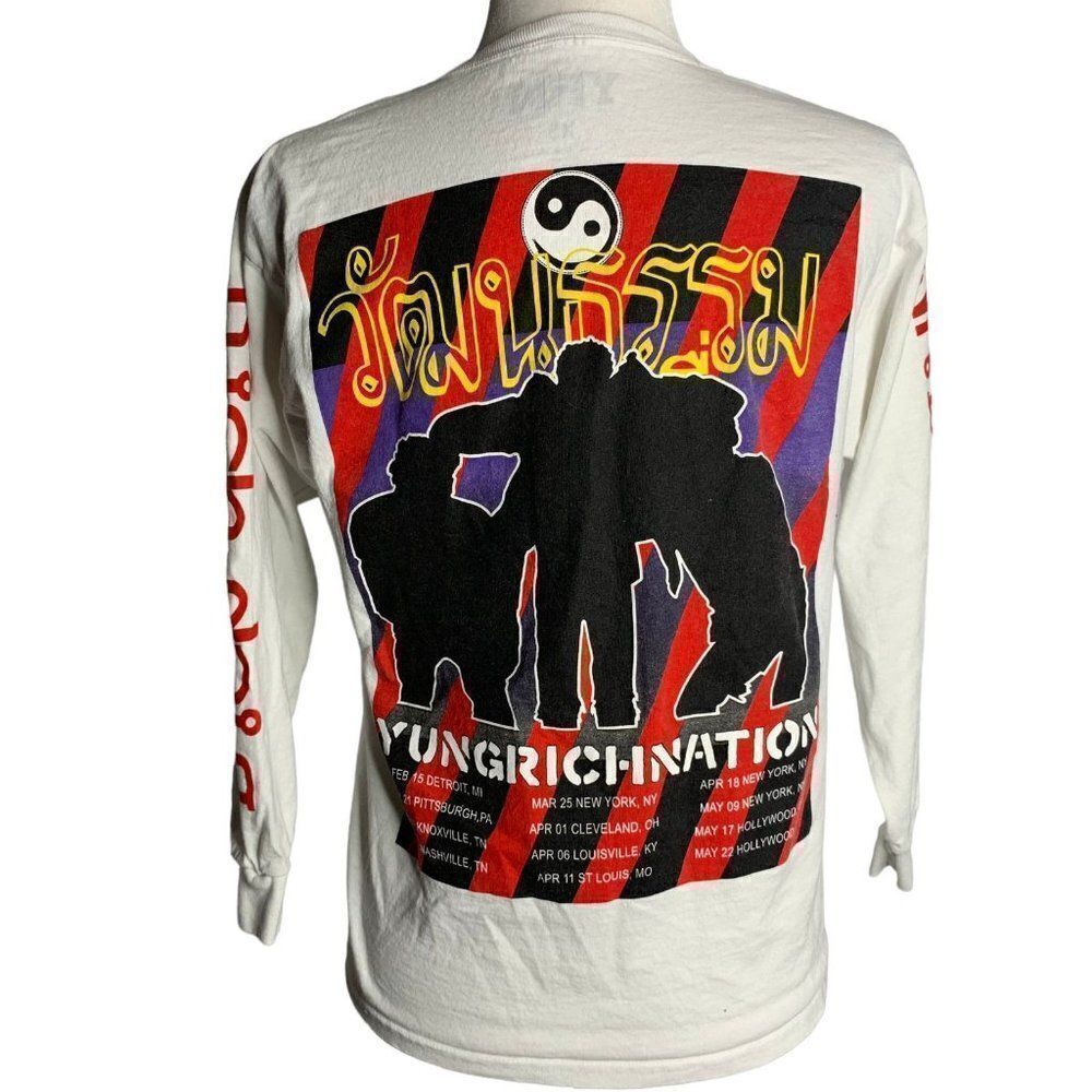 YRN Yung Rich Nation Rap Tour T Shirt XS White Crewneck Long Sleeve Double Sided